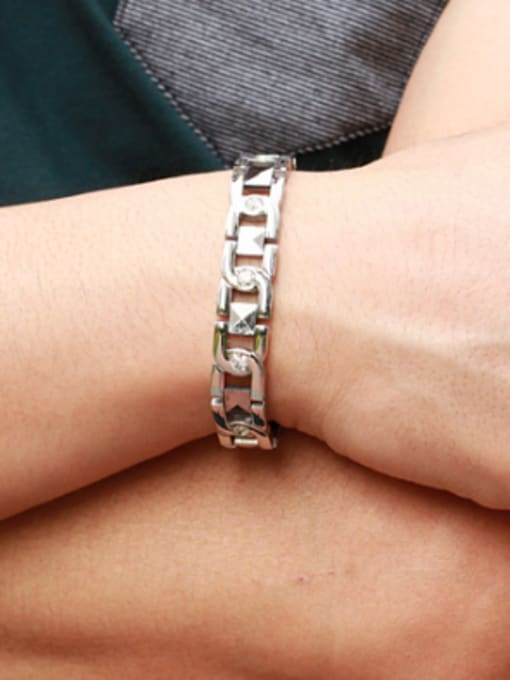 Open Sky Fashion Rhinestones Magnets Titanium Lovers Bracelet 1