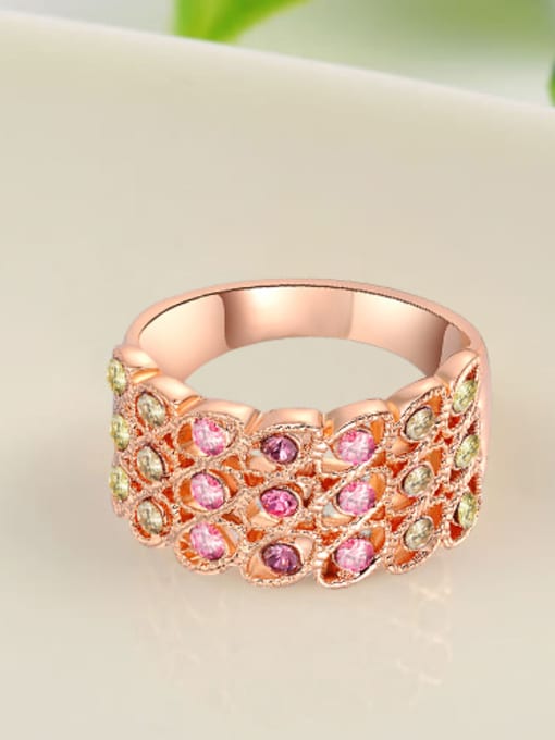 Ronaldo Women Colorful Rose Gold Plated Crystal Ring 2