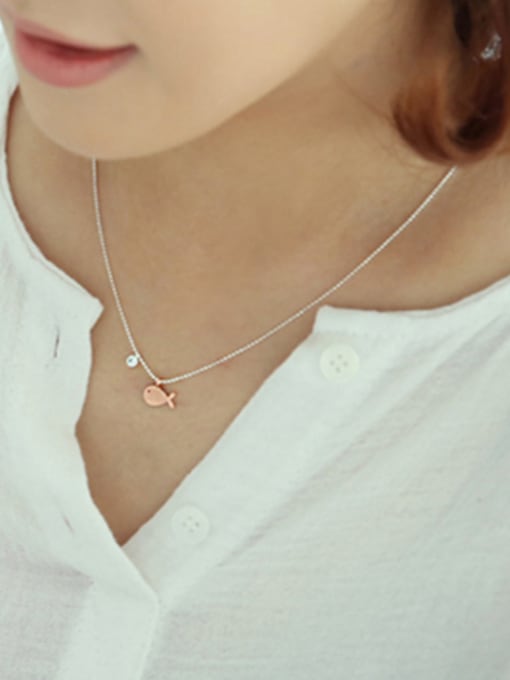 DAKA Personalized Rose Gold Plated Little Fish Pendant Silver Necklace 1