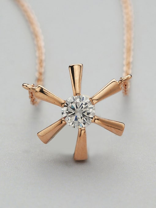 One Silver 2018 Rose Gold Plated Flower Necklace 2