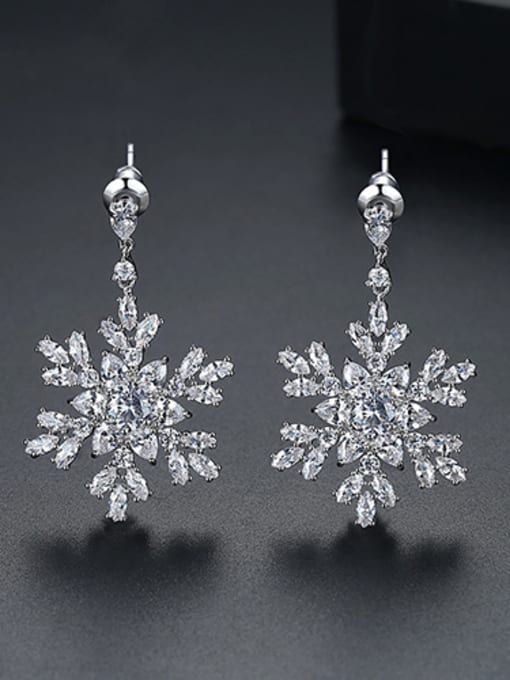 Platinum Copper With Platinum Plated Delicate Snowflake Cluster Earrings