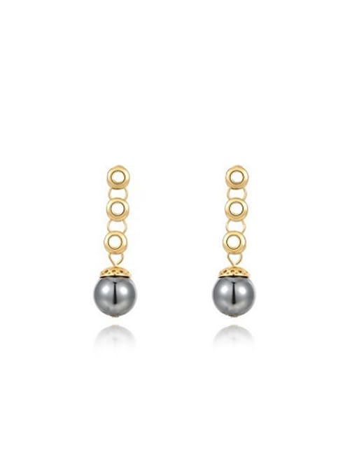 18k Gold 18K Gold Plated Grey Artificial Pearl Drop Earrings