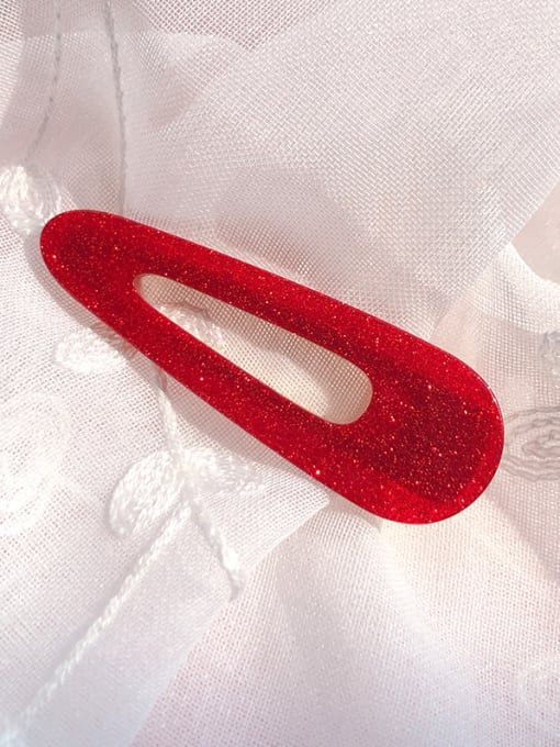 Water drop - flashing red Alloy With Cellulose Acetate  Fashion Acrylic Water Droplet Square  Barrettes & Clips