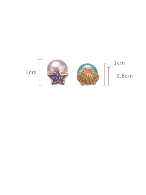 Girlhood Alloy With Rose Gold Plated Cute Starfish Shell  Stud Earrings 1