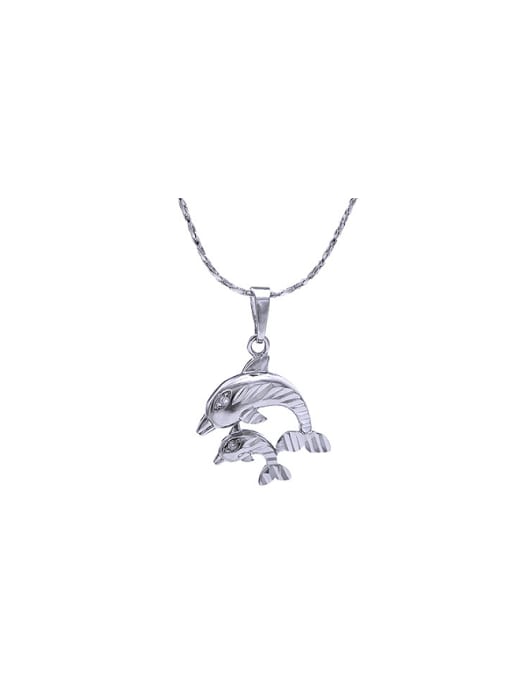White Copper Alloy 24K Gold Plated Fashion Dolphin Necklace