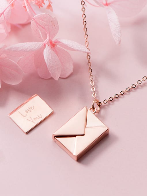 Rosh Sterling Silver simple square envelopes love letter necklace 0