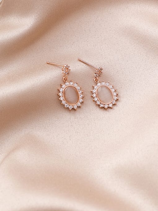 A Earring Alloy With Rose Gold Plated Simplistic Oval 2 Piece Jewelry Set