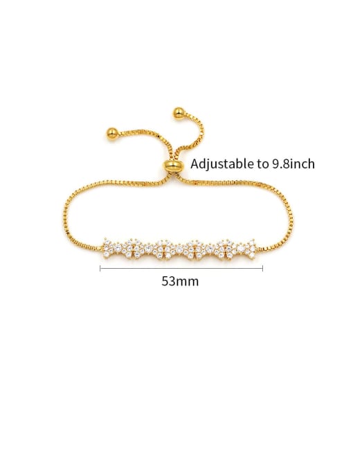 Genuine gold Copper With Cubic Zirconia  Simplistic Bowknot Adjustable Bracelets