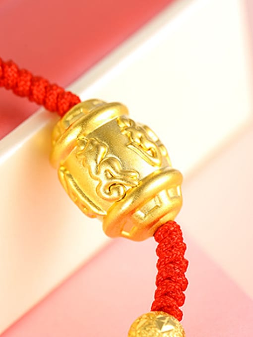 XP Copper Alloy 24K Gold Plated Beads Woven Red String Bracelet 2