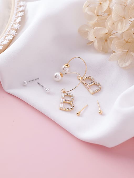 G letter B Alloy With Gold Plated Trendy Flower Geometry Mini 6-piece earrings