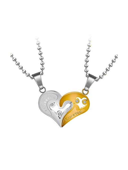 RANSSI Fashion Heart-shaped Puzzle Lovers Necklace 0