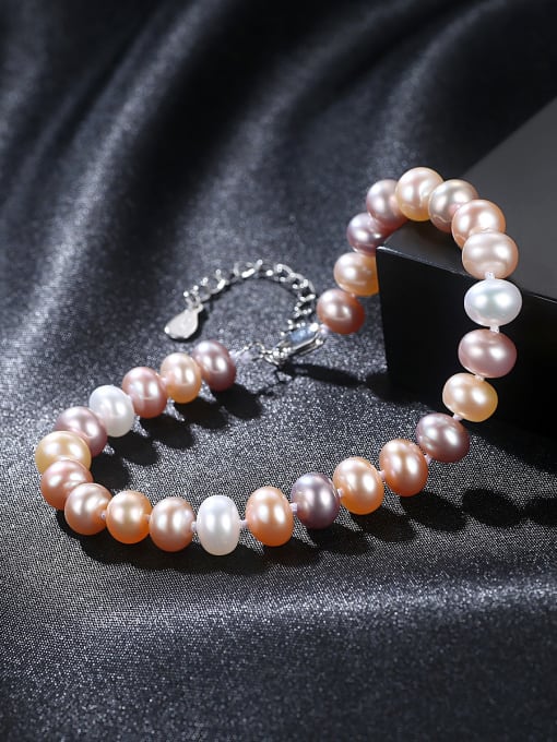 CCUI Sterling Silver 6-7mm flat natural freshwater pearl bracelet 0