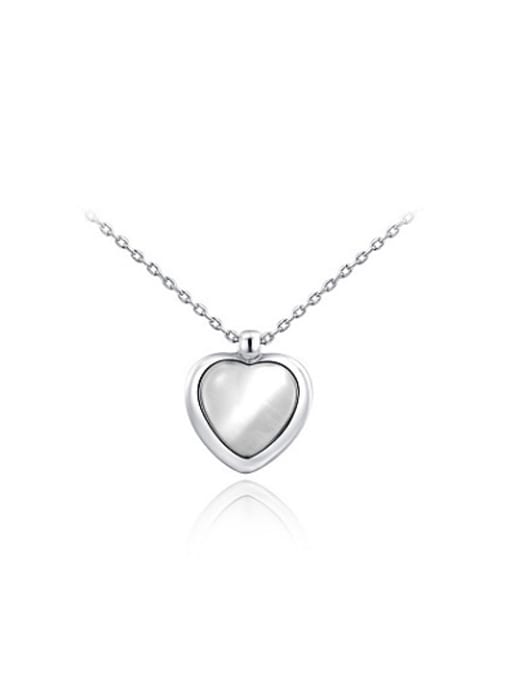 Platinum Women Elegant Heart Shaped Opal Necklace