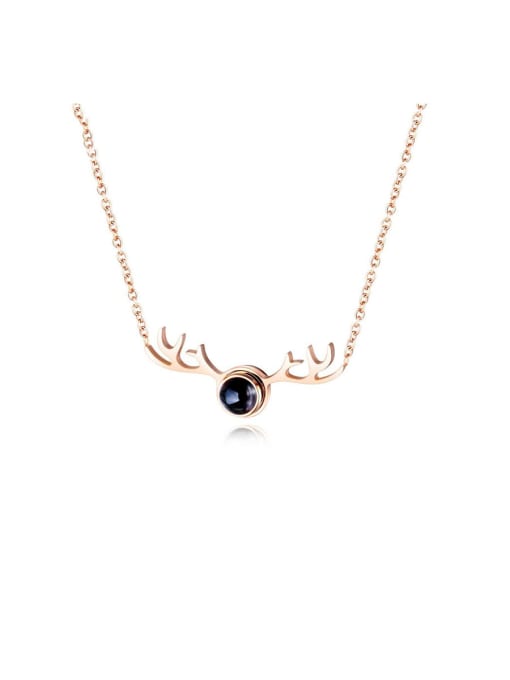 Open Sky Titanium With Rose Gold Plated Simplistic AnimalAntlers Necklaces 0
