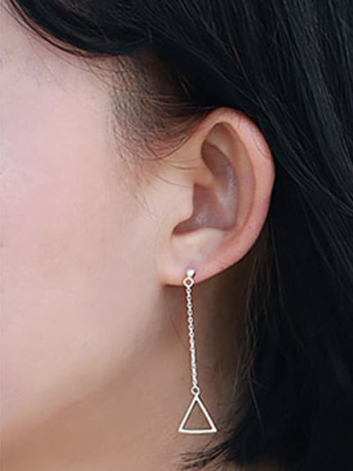 Peng Yuan Asymmetrical Triangle Simple Silver Earrings 2