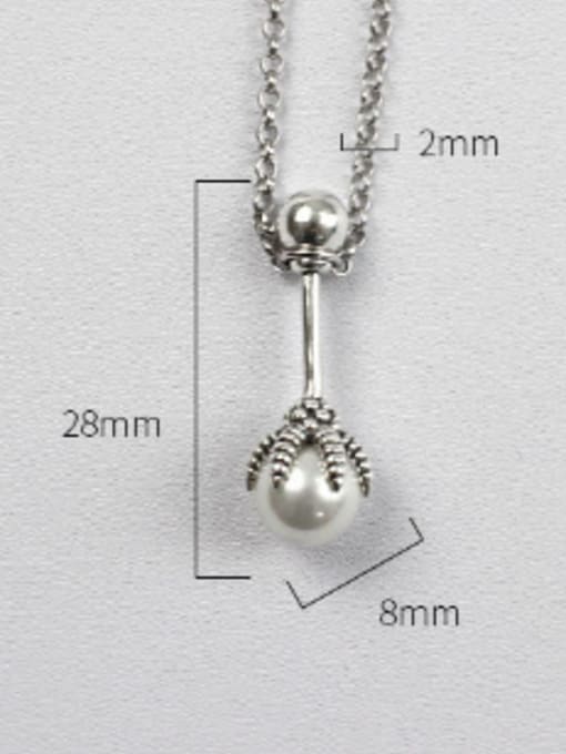 DAKA Personalized Artificial Pearl Antique Silver Plated Silver Necklace 2