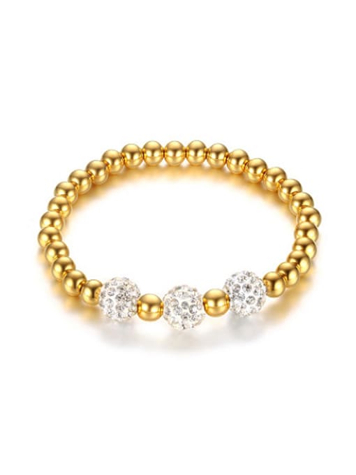 CONG Exquisite Gold Plated Titanium Beads Rhinestone Bracelet 0