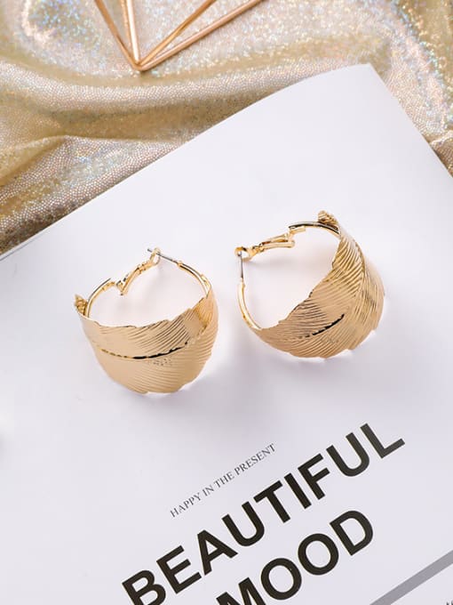 gold Alloy With Gold Plated Trendy Leaf Earrings