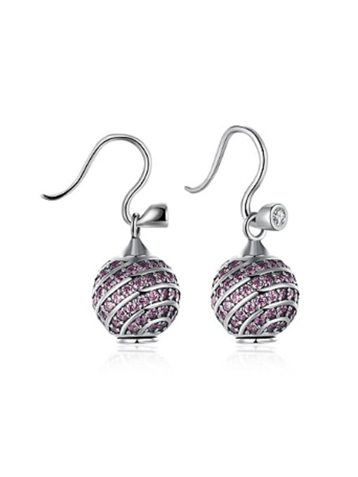 purple Fashion Zirconias Ball Women Earrings