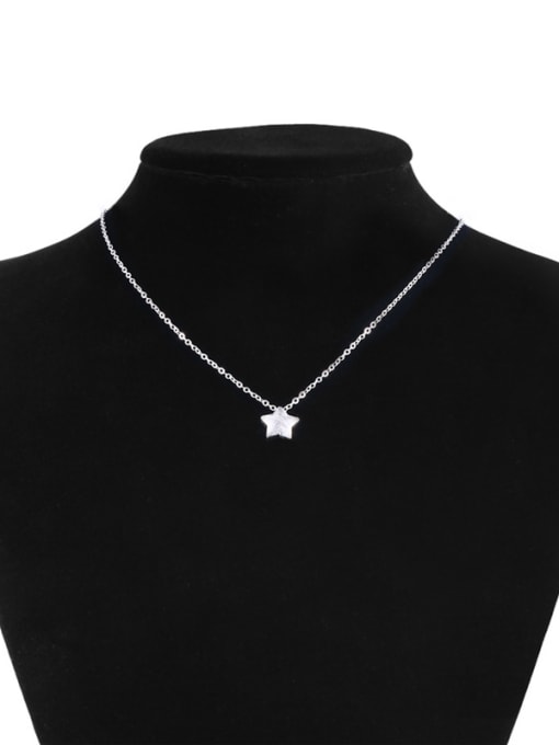 Silvery Fashionable 925 Silver Star Shaped Necklace