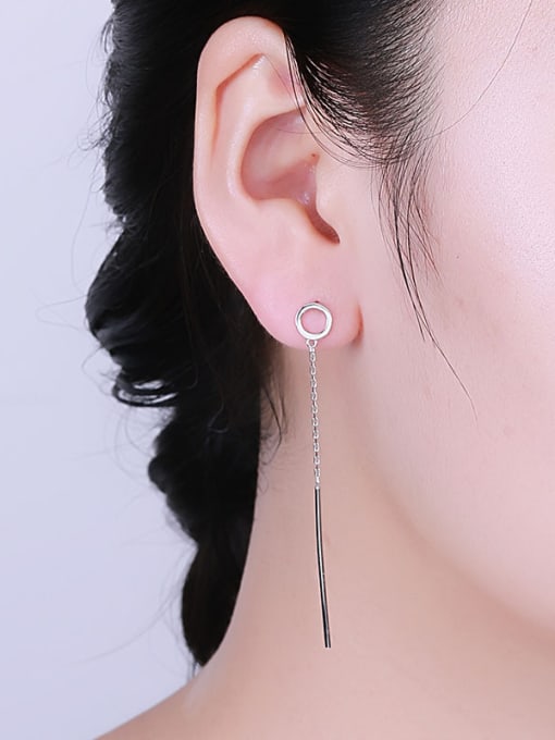 One Silver Temperament Stick Shaped Stud Earrings 1