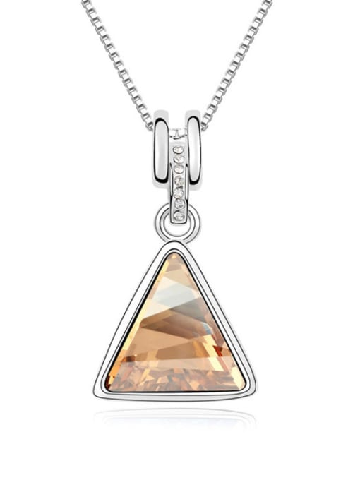 yellow Simple Shiny Triangle austrian Crystal Pendant Alloy Necklace