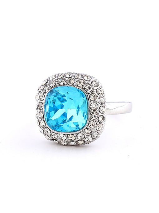 Wei Jia Fashion Blue Crystal Cubic Rhinestones Alloy Ring 0
