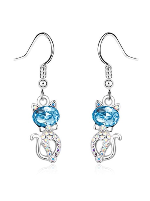 blue Fashion Little Cat Shiny austrian Crystals Alloy Earring