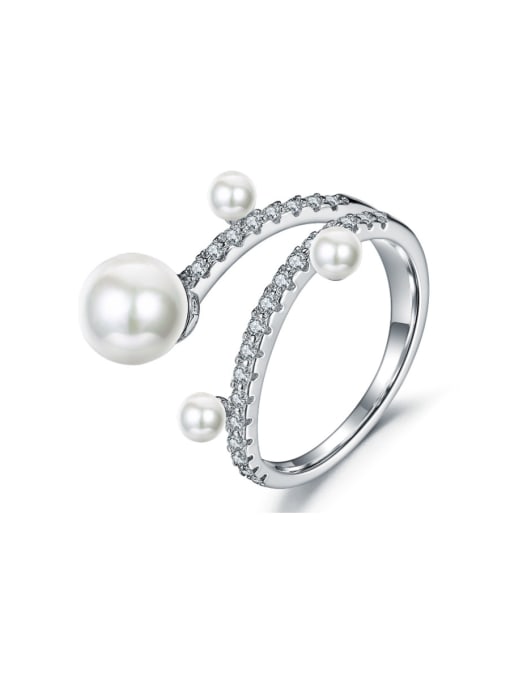 ALI Trendy micro-inlay AAA zircon imitation pearl branch ring 0