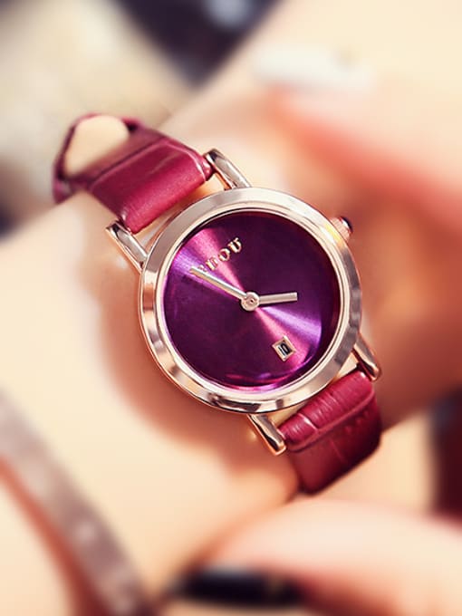 Purple GUOU Brand Simple Mechanical Women Watch