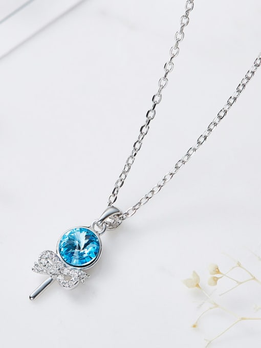 CEIDAI Simple Lollipop Blue austrian Crystal Necklace 2