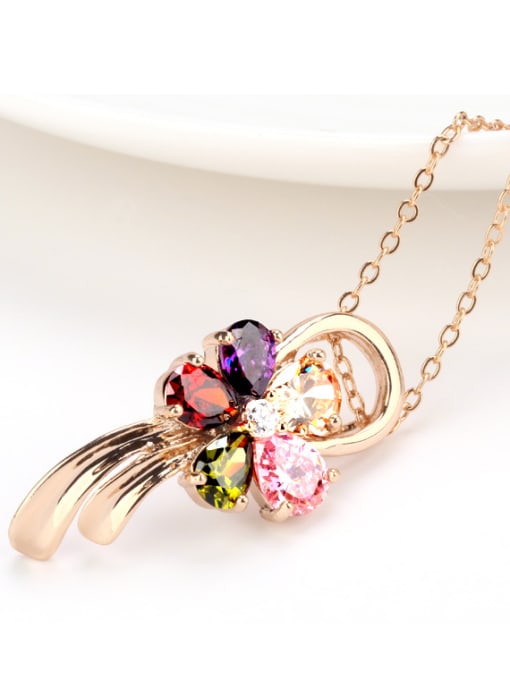 BLING SU Copper With Rose Gold Plated Delicate Flower Necklaces 1