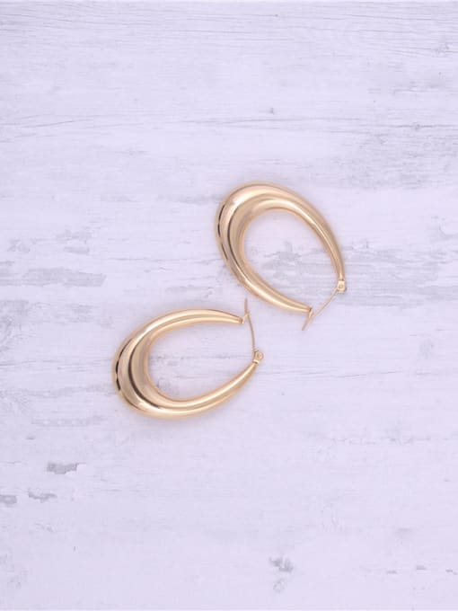 GROSE Titanium With Gold Plated Punk Geometric Hoop Earrings 2