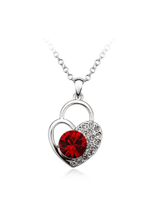 red Fashion Heart shaped Austria Crystal Necklace