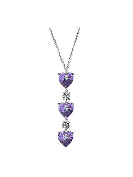 CEIDAI Heart-shaped Purple Crystal Necklace 0