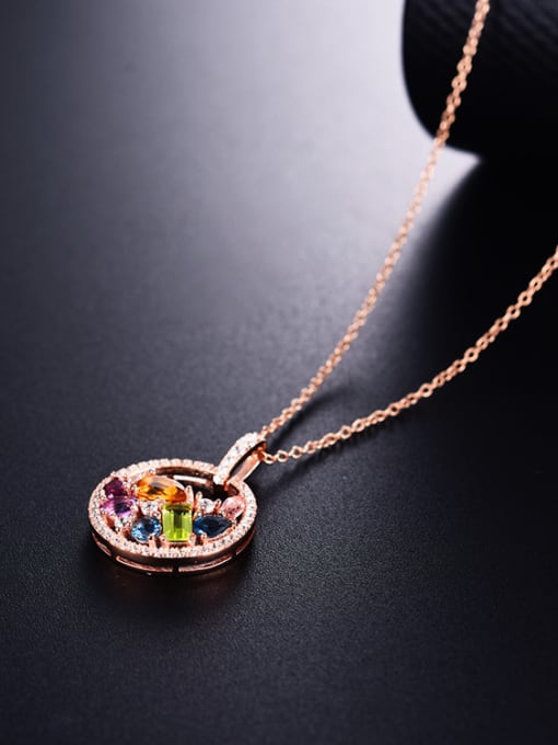 Deli Fashion Multi-color Gemstones Round Necklace 1