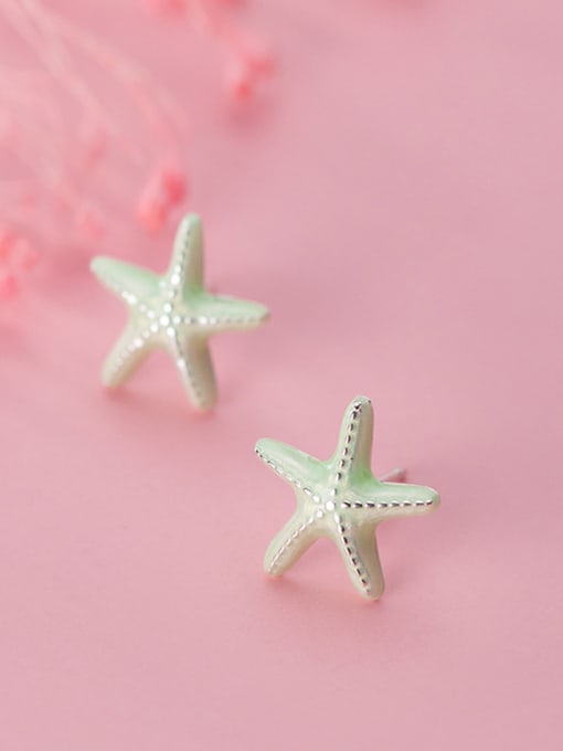 Rosh 925 Sterling Silver With Platinum Plated Simplistic Star Stud Earrings 2