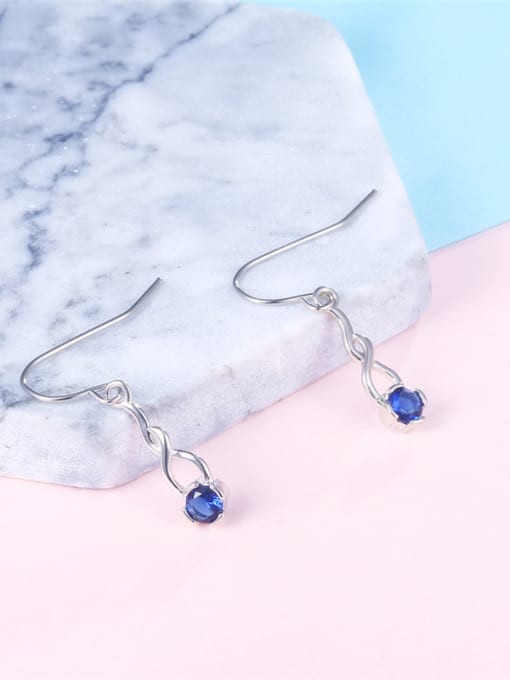 Platinum Charming Geometric Blue Glass Bead Stud Earrings
