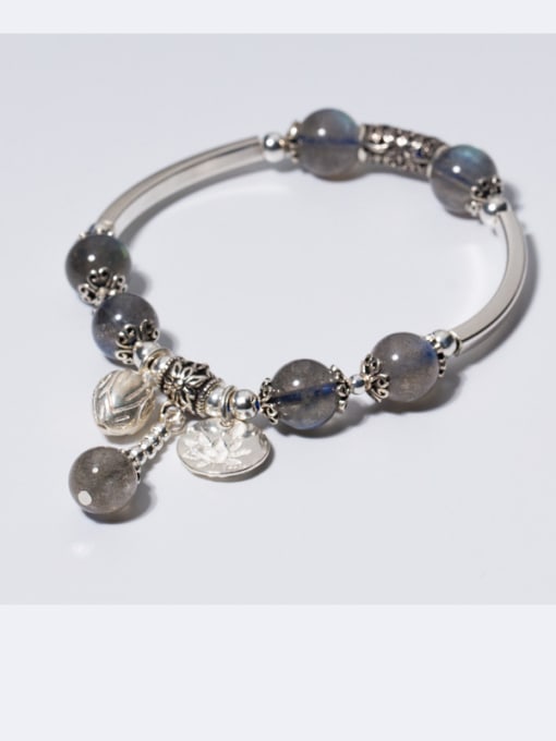 FAN 925 Sterling Silver With Silver Plated and moonstone & strawberry crystals Add-a-bead Bracelets 0