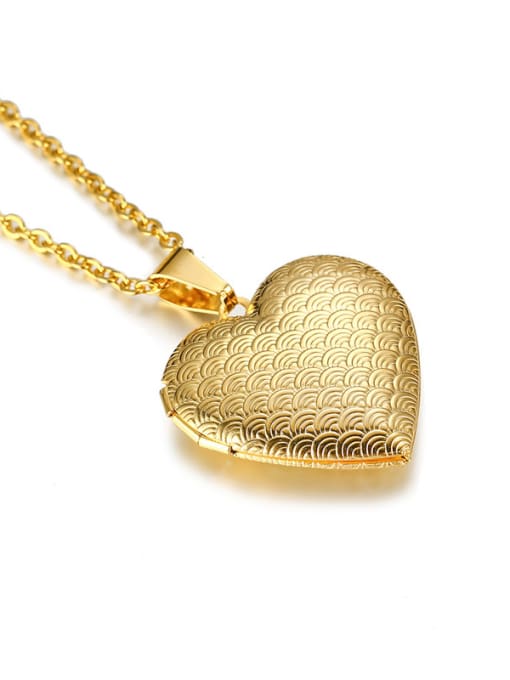 CONG Stainless Steel With Gold Plated Simplistic Heart Necklaces 3
