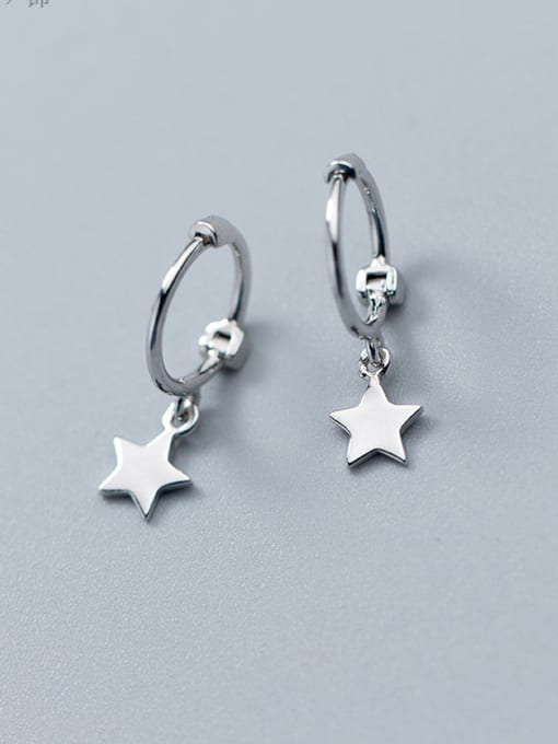 Rosh 925 Sterling Silver With Platinum Plated Simplistic Star Clip On Earrings 0