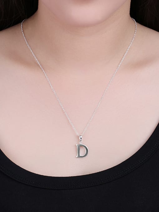 OUXI Simple Letter D Silver Plated Necklace 1