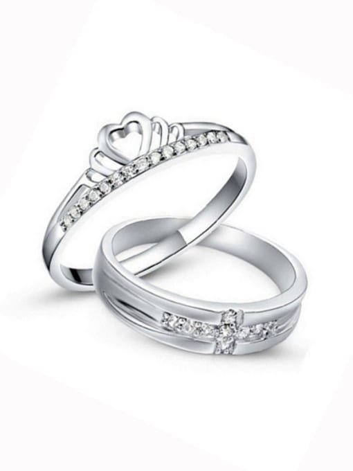 Dan 925 Sterling Silver With Cubic Zirconia  Simplistic Crown Loves Free Size  Rings 0