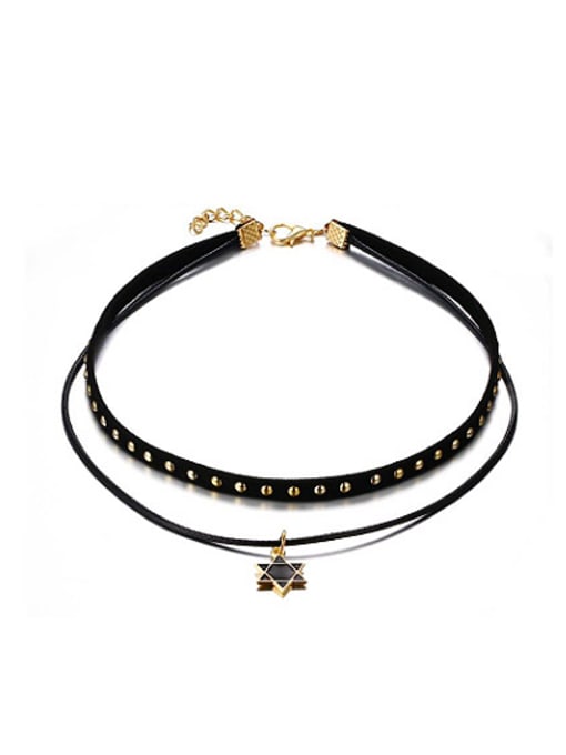 CONG Elegant Star Shaped Artificial Leather Glue Choker 0