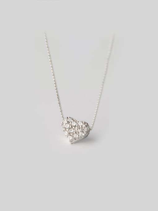 Rosh S925 Silver Heart Shaped zircon Necklace