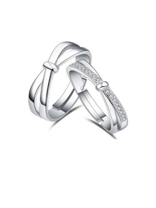 Dan 925 Sterling Silver With White Gold Plated Simplistic Band Rings