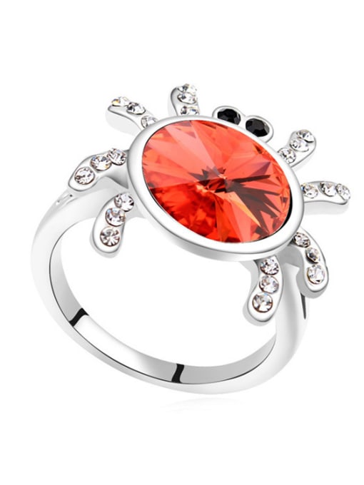 Red Personalized Cubic austrian Crystals Spider Alloy Ring