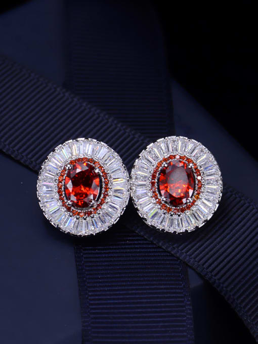 Red High Quality Zircon Stud Cluster earring