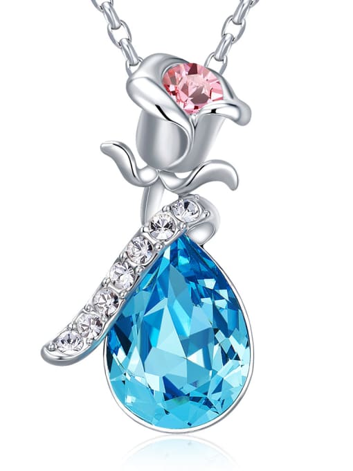 Blue Flower-shaped austrian Crystal Necklace