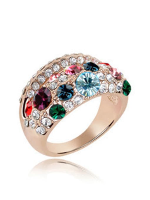 QIANZI Fashion Exaggerated Cubic austrian Crystals Alloy Ring 3